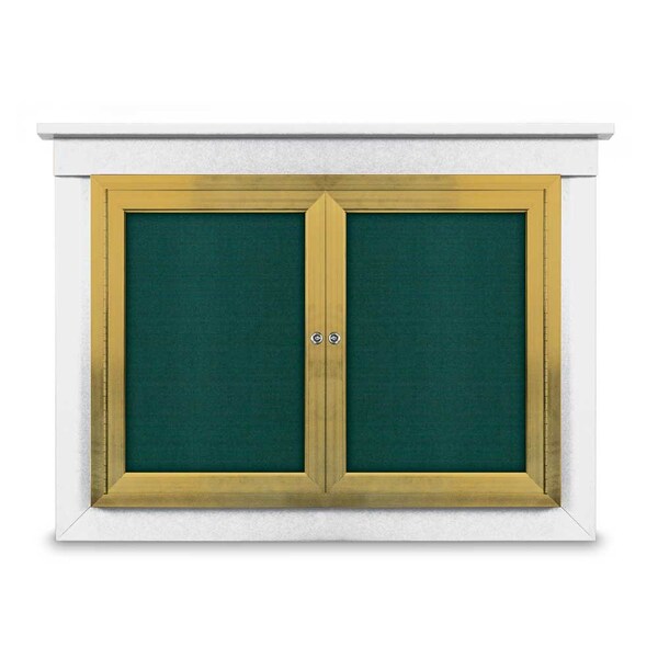 United Visual Products 48"x36" 2-Door Enclosed Letterboard, Blue Felt/Walnut UV2624O-WALNUT-BLUE - main